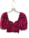 Amanda Uprichard Size XS Pink & Black Polyester Long Balloon Sleeve Flowers Top Pink & Black / XS