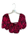 Amanda Uprichard Size XS Pink & Black Polyester Long Balloon Sleeve Flowers Top Pink & Black / XS