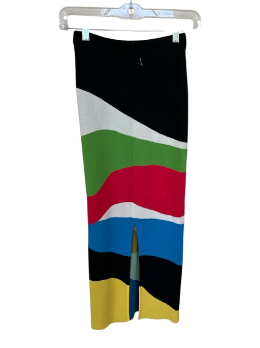 Staud Size XS Multi Viscose Blend Elastic Waist Color Block Midi Skirt Multi / XS