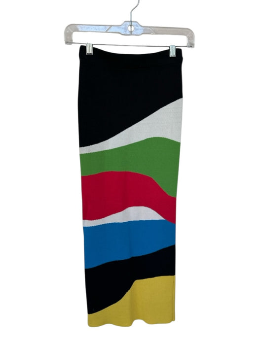 Staud Size XS Multi Viscose Blend Elastic Waist Color Block Midi Skirt Multi / XS