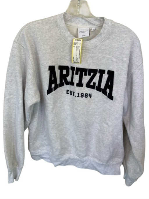 Aritzia Size S Gray & Navy Cotton Logo Long Sleeve Athletic Sweatshirt Gray & Navy / S