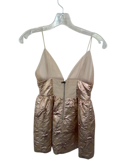 Alice & Olivia Size 0 Rose Gold Polyester Spaghetti Strap Jaquard Flowers Dress Rose Gold / 0
