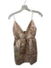 Alice & Olivia Size 0 Rose Gold Polyester Spaghetti Strap Jaquard Flowers Dress Rose Gold / 0