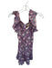 Mille Size XXS Purple & Green Cotton Flutter Sleeves Flowers Back Zip Dress Purple & Green / XXS