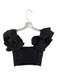 Alice & Olivia Size 0 Black Cotton Short Sleeve Eyelet Cropped Top Black / 0