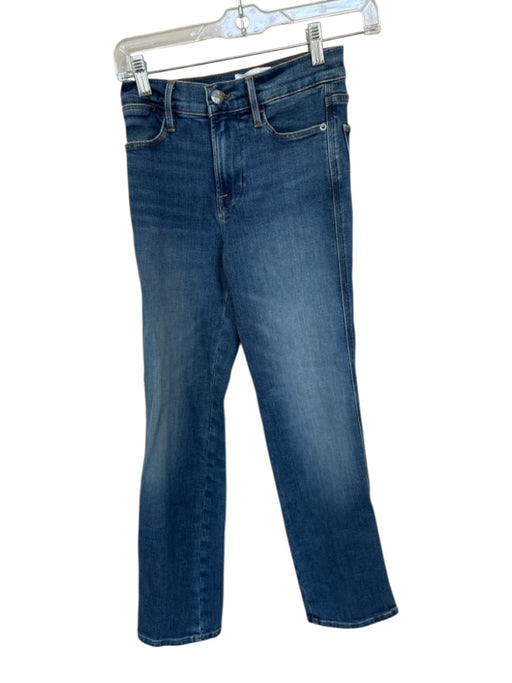 Frame Size 24 Med Dark Wash Cotton Blend High Waist Straight Leg Jeans Med Dark Wash / 24