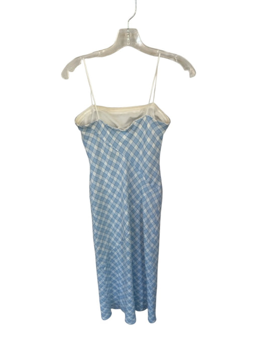 Amanda Uprichard Size XS Blue & White Viscose Blend Strapless Checkered Dress Blue & White / XS