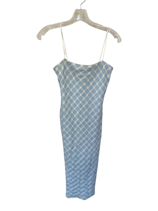 Amanda Uprichard Size XS Blue & White Viscose Blend Strapless Checkered Dress Blue & White / XS