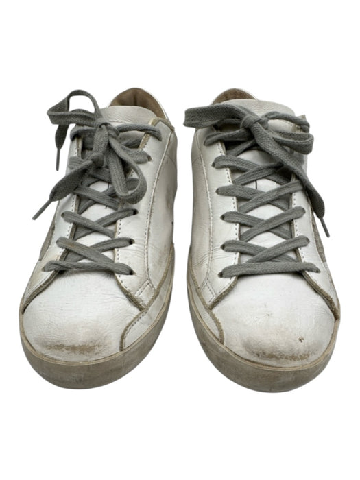 Golden Goose Shoe Size 37 White & Gray Leather Upper Distressed Low Top Sneakers White & Gray / 37