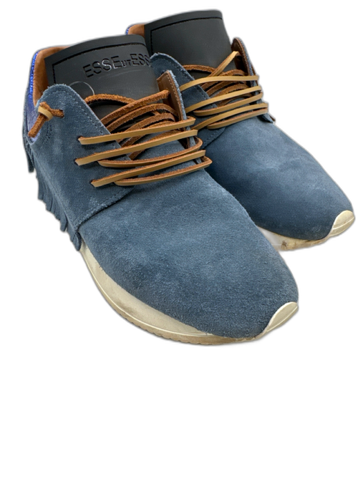 Esseutesse Shoe Size 39 Slate Blue Suede & Leather Fringe Sneakers Slate Blue / 39