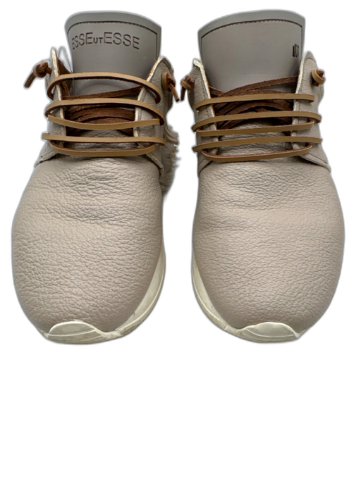 Esseutesse Shoe Size 39 Taupe & Gold Leather Metallic Detail Fringe Sneakers Taupe & Gold / 39