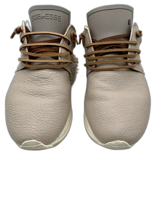 Esseutesse Shoe Size 39 Taupe & Gold Leather Metallic Detail Fringe Sneakers Taupe & Gold / 39
