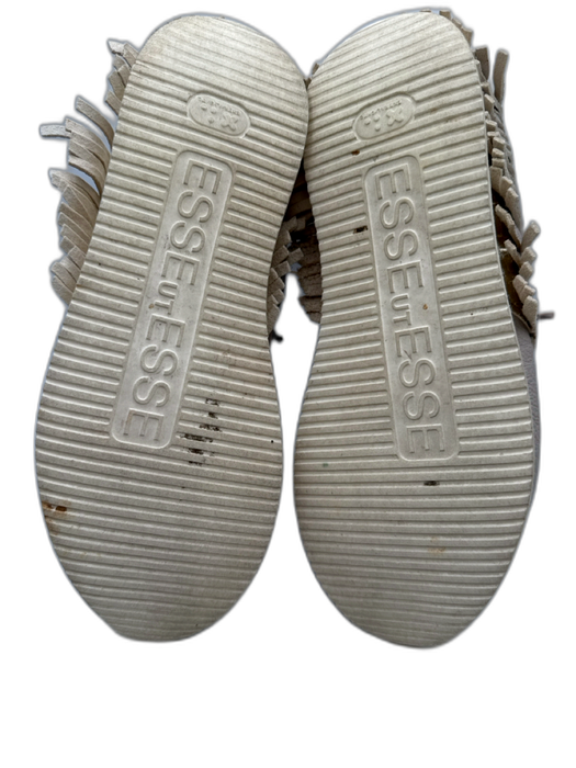 Esseutesse Shoe Size 39 Taupe & Gold Leather Metallic Detail Fringe Sneakers Taupe & Gold / 39