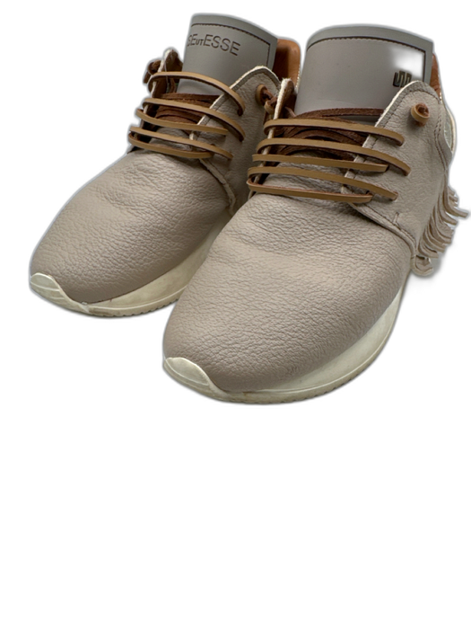 Esseutesse Shoe Size 39 Taupe & Gold Leather Metallic Detail Fringe Sneakers Taupe & Gold / 39