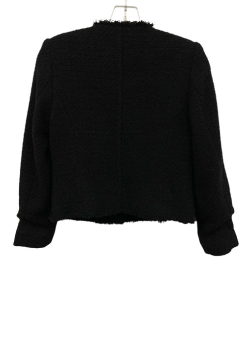 Mango Size XS Black Cotton & Wool Blend Tweed Button Front Shoulder Pads Jacket Black / XS