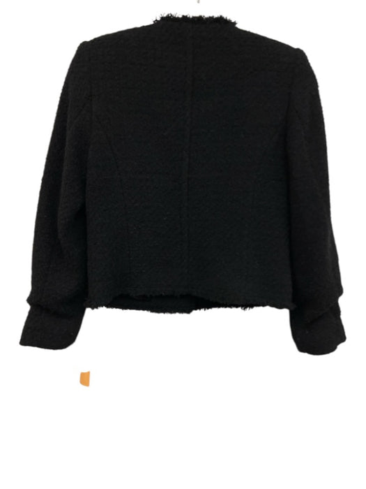 Mango Size XS Black Cotton & Wool Blend Tweed Button Front Shoulder Pads Jacket Black / XS