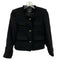 Mango Size XS Black Cotton & Wool Blend Tweed Button Front Shoulder Pads Jacket Black / XS