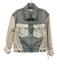 BlankNYC Size XS Light Wash & White Cotton Denim Color Block Button Front Jacket Light Wash & White / XS