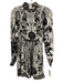 Farm Rio Size XS White & Black Viscose Floral Long Sleeve high neck Dress White & Black / XS