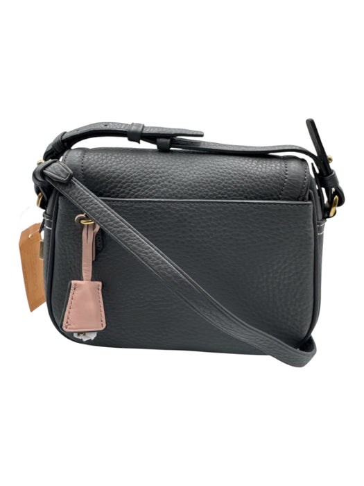 J. Crew Dark Gray Leather Gold Tone Hardware Flap Top Magnetic Snap Closure Bag Dark Gray