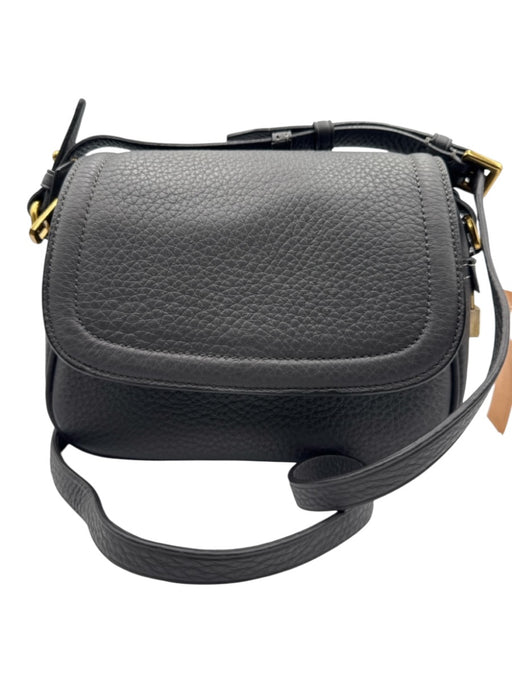 J. Crew Dark Gray Leather Gold Tone Hardware Flap Top Magnetic Snap Closure Bag Dark Gray