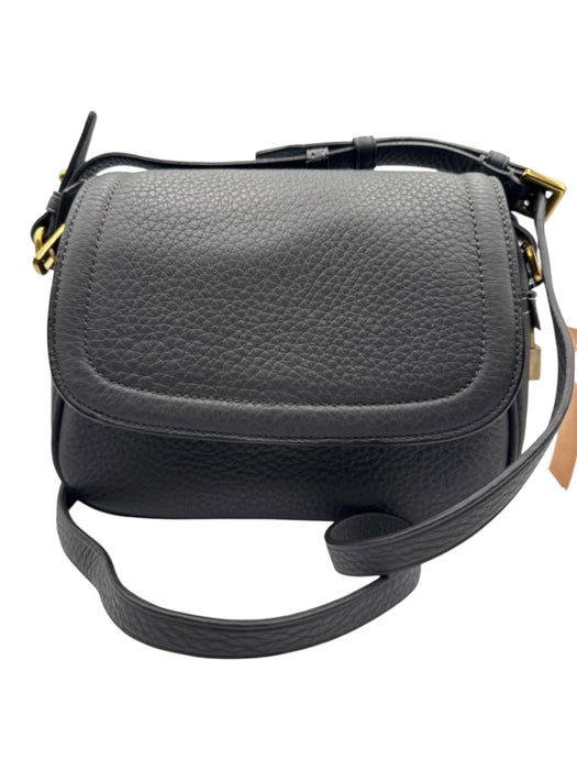 J. Crew Dark Gray Leather Gold Tone Hardware Flap Top Magnetic Snap Closure Bag Dark Gray