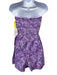 AMUR Size 4 Purple & Navy Cotton & Hemp Floral Pleats Sleeveless Romper Purple & Navy / 4