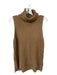 J.O.A Size M Camel Viscose Blend Turtleneck Knit Zipper Sides Sleeveless Sweater Camel / M