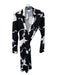 Diane Von Furstenberg Size 8 Black & White Silk Long Sleeve Abstract Wrap Dress Black & White / 8