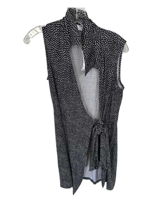 Diane Von Furstenberg Size 8 Black & White Silk Sleeveless Hearts Wrap Dress Black & White / 8