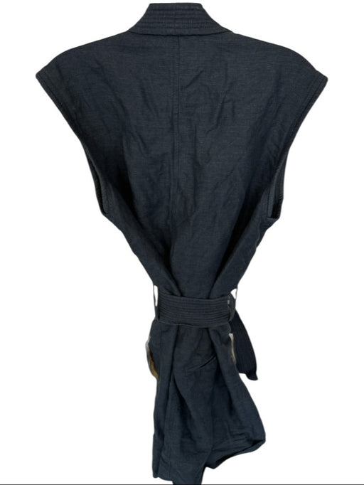 Isabel Marant Etoile Size 42 Black Linen & Cotton V Neck Zip Front Dress Black / 42