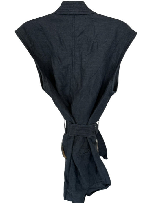 Isabel Marant Etoile Size 42 Black Linen & Cotton V Neck Zip Front Dress Black / 42