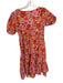 Coco Shop Size S Pink & Orange Cotton Blend Puff Sleeves V Neck Maxi Dress Pink & Orange / S