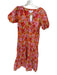Coco Shop Size S Pink & Orange Cotton Blend Puff Sleeves V Neck Maxi Dress Pink & Orange / S