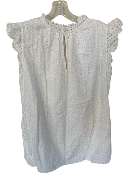 Ann Mashburn Size L White Cotton Eyelet High Neck Ruffle sleeve Dress White / L