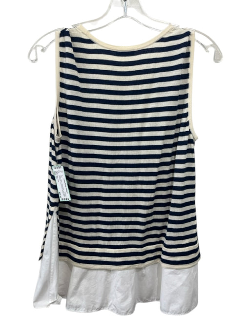 Akris Punto Size 10 Cream, Navy & White Wool Knit Striped Sleeveless Top Cream, Navy & White / 10