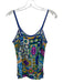 Trina Turk Size S Blue & Multi Silk Sleeveless Geometric Print U Neck Tank Top Blue & Multi / S