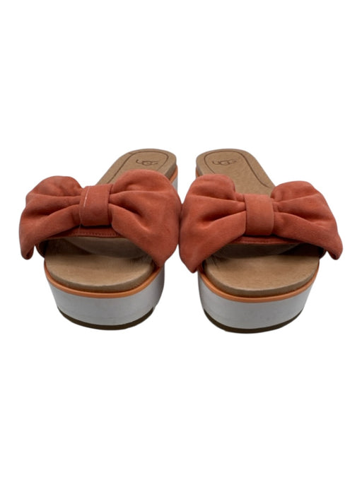 Ugg Shoe Size 6.5 Orange Leather Upper Bow detail One Strap Platform Sandals Orange / 6.5