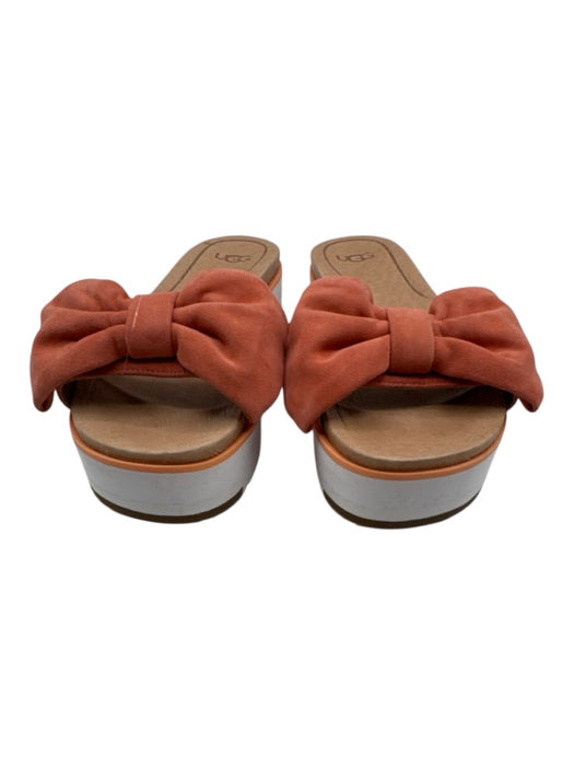 Ugg Shoe Size 6.5 Orange Leather Upper Bow detail One Strap Platform Sandals Orange / 6.5