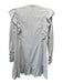 Saylor Size M Black & White Cotton Blend Striped 1/2 Button Ruffles Dress Black & White / M