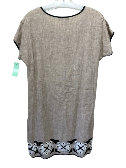 Roberta Freymann Size S Beige Contrast Piping V Neck Sleeveless Dress Beige / S