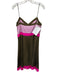Milly Size 8 Pink & Green Silk Blend Accordian Pleats V Neck Sleeveless Dress Pink & Green / 8