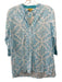 Roberta Roller Rabbit Size S Blue Cotton 1/4 Button Printed 3/4 Sleeve Top Blue / S