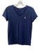 Ralph Lauren Size S Navy Cotton Cap Sleeve Round Neck Logo Top Navy / S