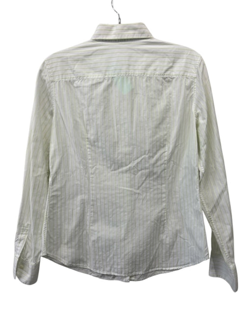 Loro Piana Size 44 Green & White No Fabric Tag Striped Button Front Collared Top Green & White / 44