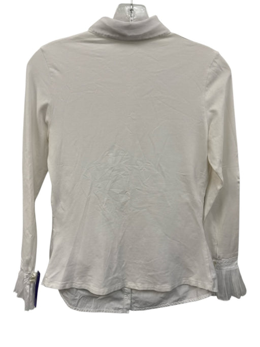 Anne Fontaine Size 38 White Pima Cotton Blend Long Sleeve Button Up Shirt Top White / 38