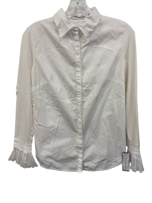 Anne Fontaine Size 38 White Pima Cotton Blend Long Sleeve Button Up Shirt Top White / 38