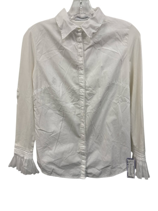 Anne Fontaine Size 38 White Pima Cotton Blend Long Sleeve Button Up Shirt Top White / 38