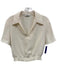 Amanda Uprichard Size S Cream White Polyester Short Sleeve Collared V Neck Top Cream White / S