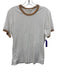 Frame Size XL White & Beige Cotton Short Sleeve Contrast Trim Ribbed Collar Top White & Beige / XL